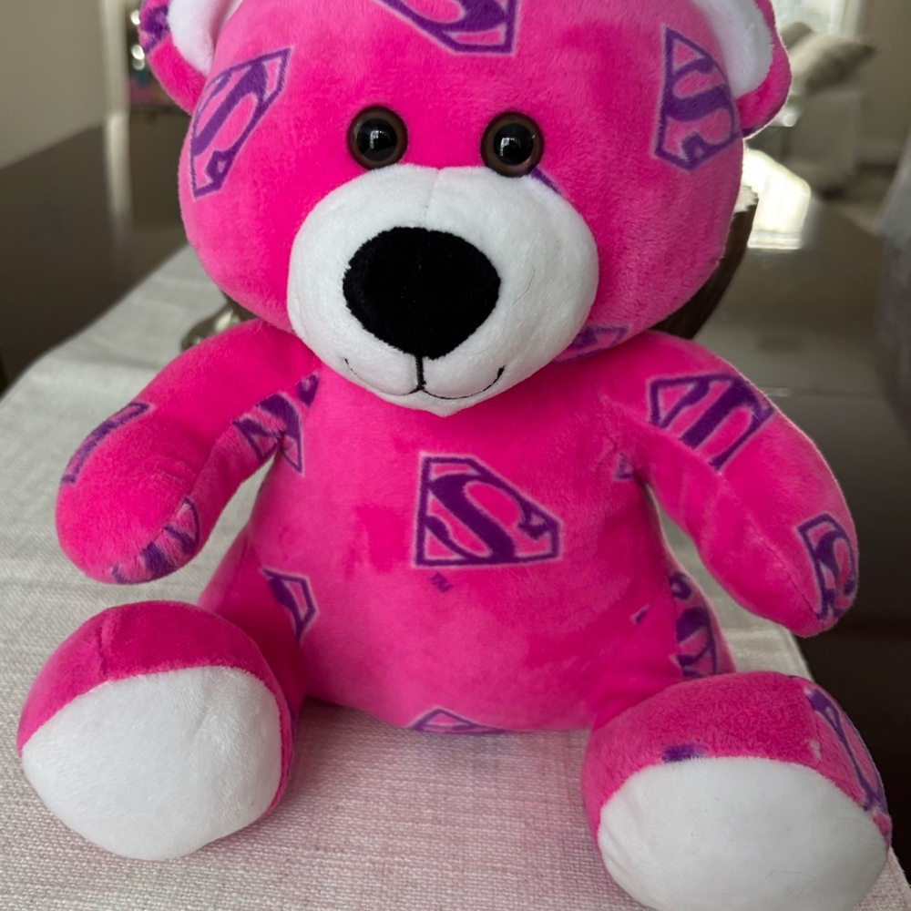 Build-A-Bear Workshop Superman Pink Plush Bear Toy Licensed Superhero